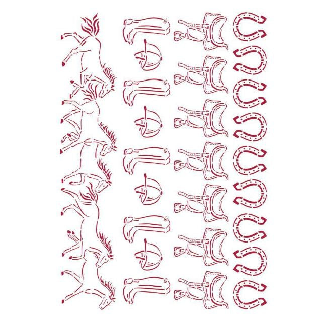 Pochoir G 21x29,7 cm - Romantic Horses chevaux au galop