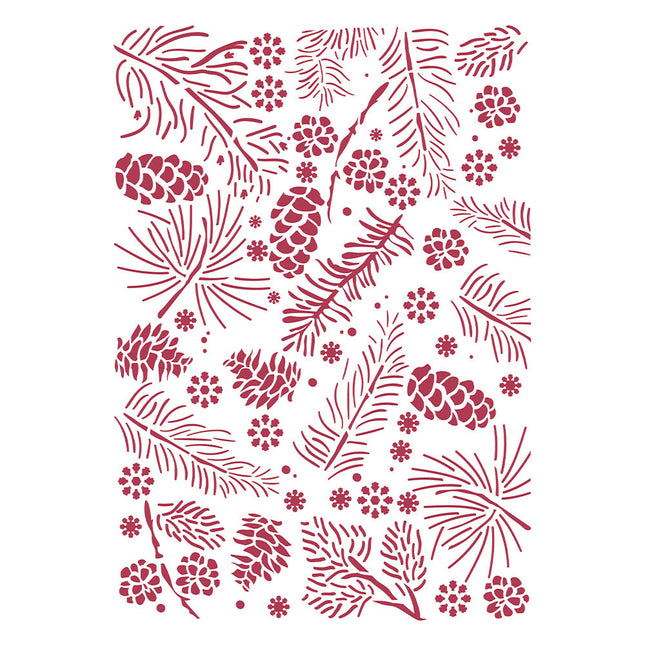 Pochoir G cm 21x29,7 - Pommes de pin de Noël