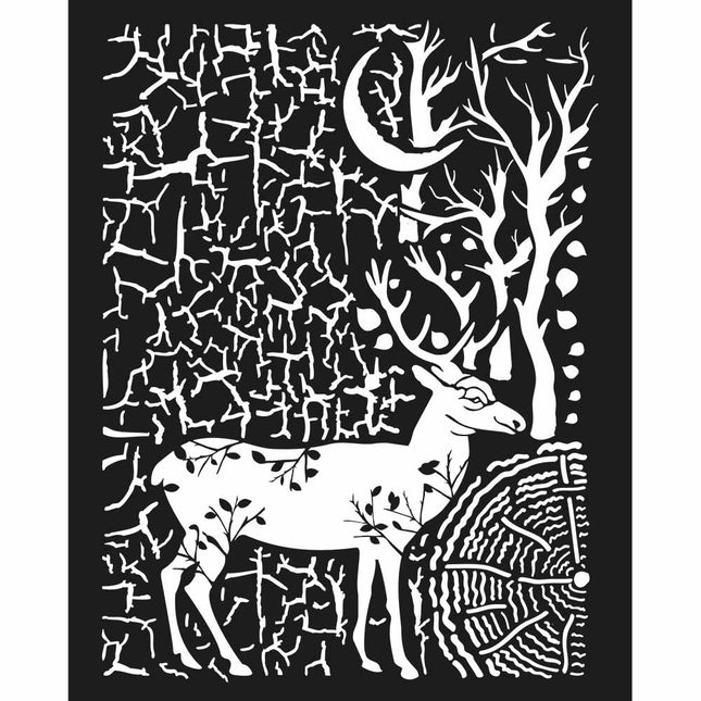 Pochoir épais 20x25 cm Cerf du Cosmos et écorce