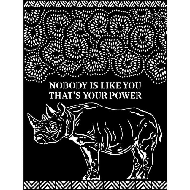Pochoir épais cm 20X25 - Savana rhinocéros
