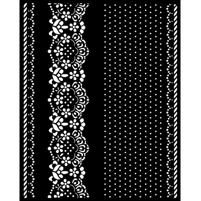 Pochoir épais cm 20x25 - bordures et dentelle Sunflower Art