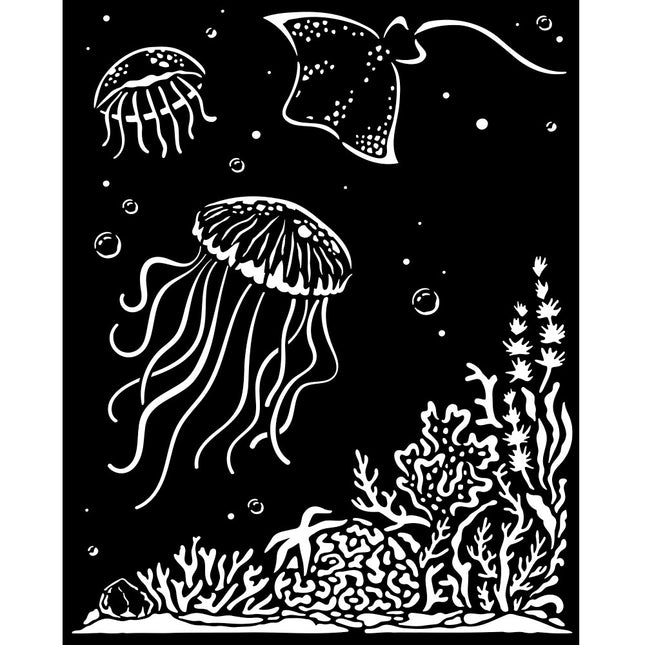 Pochoir épais 20X25 cm - Songs of the Sea méduse