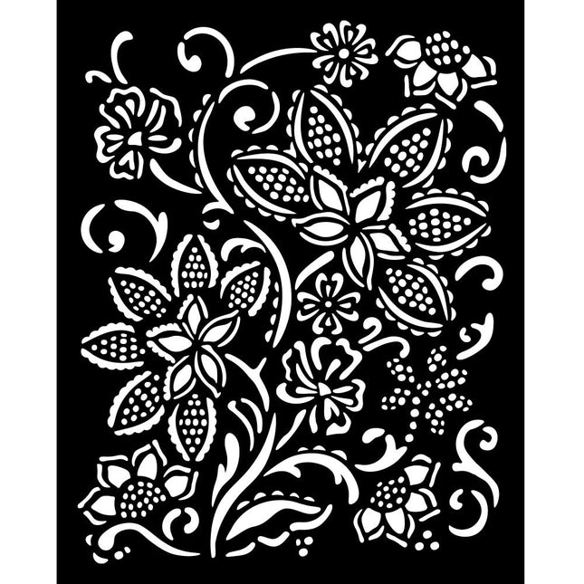 Pochoir épais cm 20X25 - Fleurs batik intemporelles