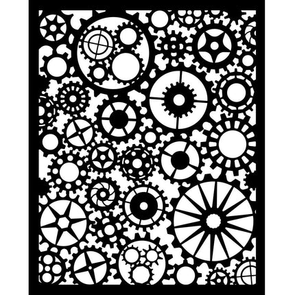 Pochoir épais cm 20X25 - Voyages Fantastiques motif engrenages