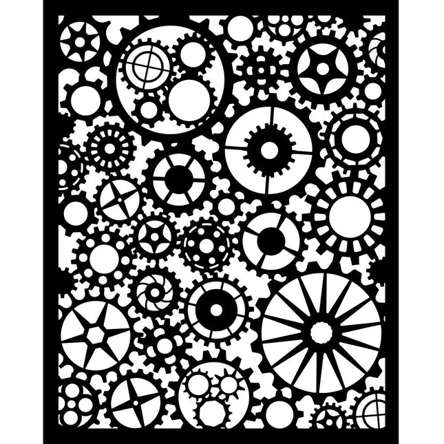 Pochoir épais cm 20X25 - Voyages Fantastiques motif engrenages