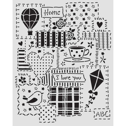 Pochoir épais cm 20X25 - Famille, patchwork
