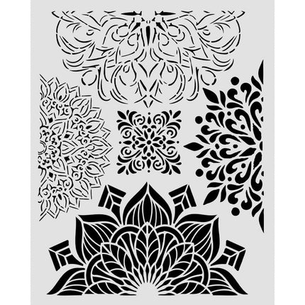 Pochoir découpé au laser pour loisirs créatifs 20X25 cm - Jardins du temps, demi-frises