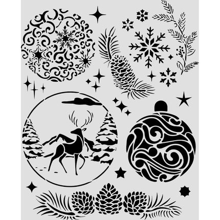 Pochoir découpé au laser pour loisirs créatifs 20X25 cm - Boules de Noël