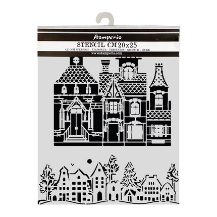 Pochoir découpé au laser pour loisirs créatifs 20X25 cm - Maison de Noël