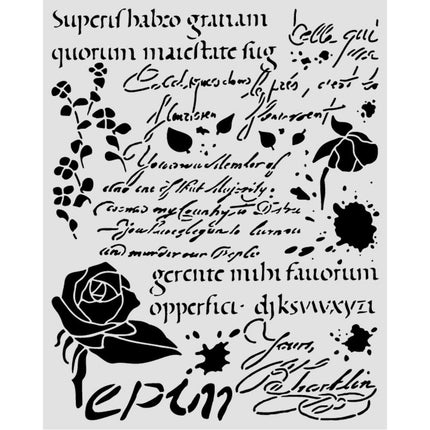 Pochoir découpé au laser pour loisirs créatifs, cm 20X25 - Flowers and Poems, inspirations latines