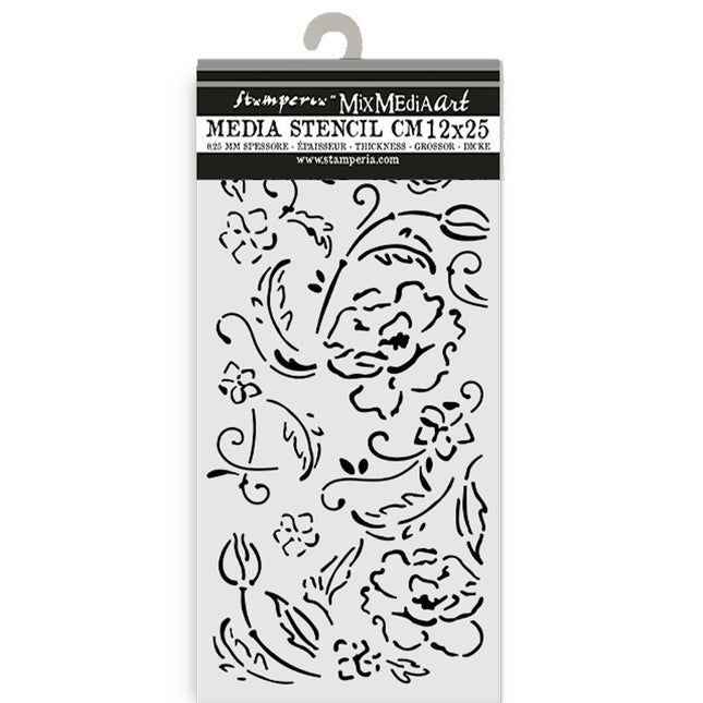 Pochoir épais cm 12X25 - fleurs Old Lace