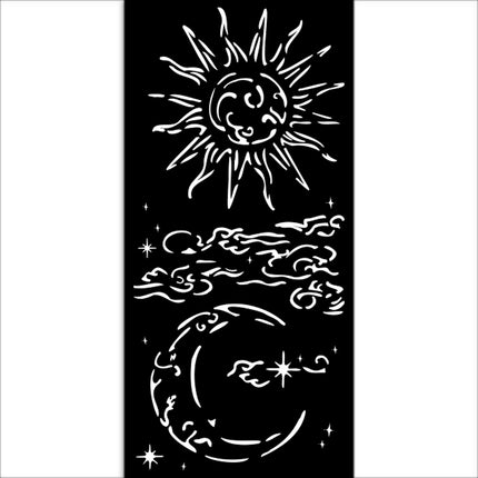 Pochoir épais 12X25 cm - Masquerade, soleil et lune
