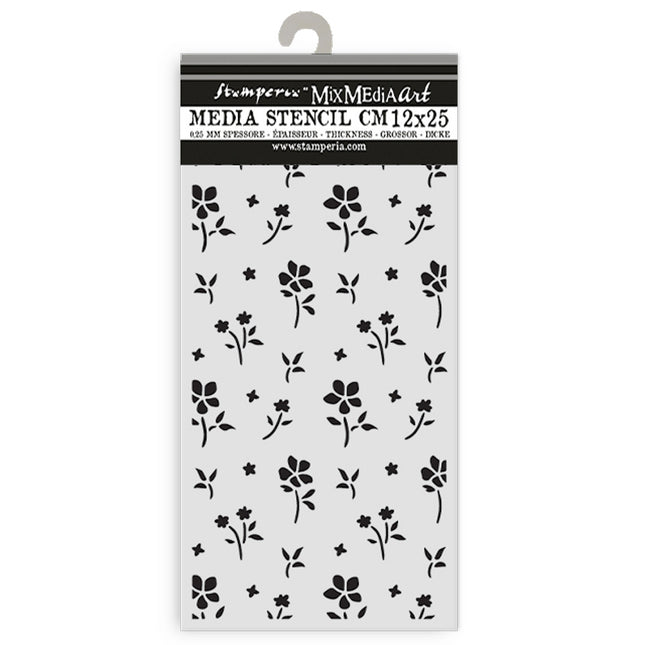 Pochoir épais cm 12X25 - Famille, motif de petites fleurs