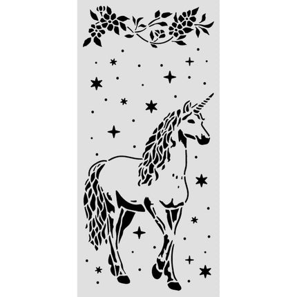 Pochoir découpé au laser pour loisirs créatifs cm 12X25 - Wonderland licorne