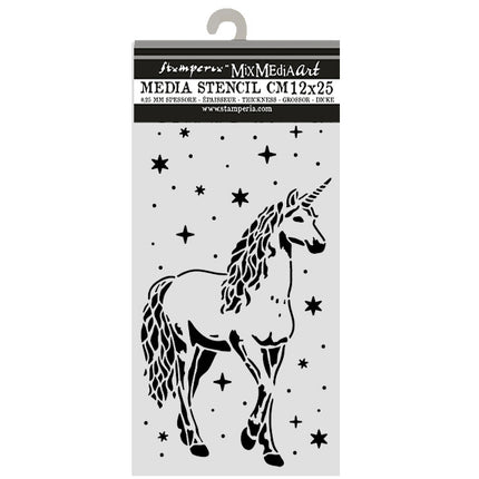 Pochoir découpé au laser pour loisirs créatifs cm 12X25 - Wonderland licorne