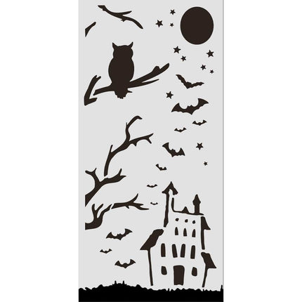 Pochoir découpé au laser pour loisirs créatifs cm 12X25 - maison hantée d'Halloween