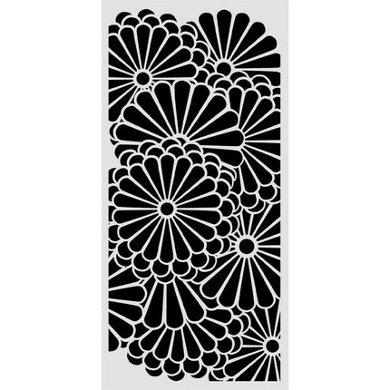 Pochoir découpé au laser pour loisirs créatifs cm 12X25 - motif de fleurs Oriental Garden