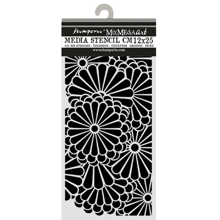 Pochoir découpé au laser pour loisirs créatifs cm 12X25 - motif de fleurs Oriental Garden