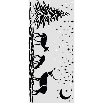 Pochoir découpé au laser pour loisirs créatifs 12X25 cm - Cerfs de Noël