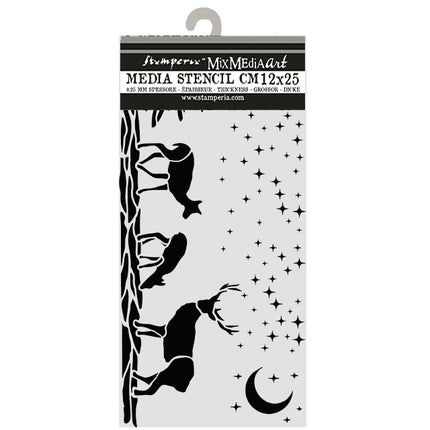 Pochoir découpé au laser pour loisirs créatifs 12X25 cm - Cerfs de Noël