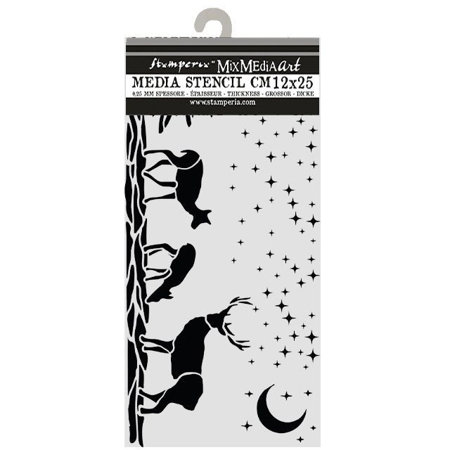 Cut laser stencil for Art and Craft cm 12X25 - Christmas deers