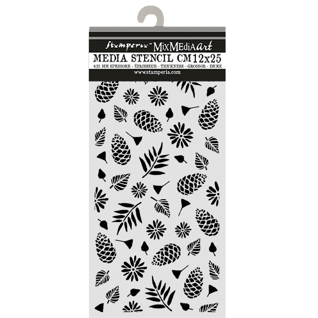 Pochoir découpé au laser pour loisirs créatifs 12X25 cm - Motif de pommes de pin de Noël
