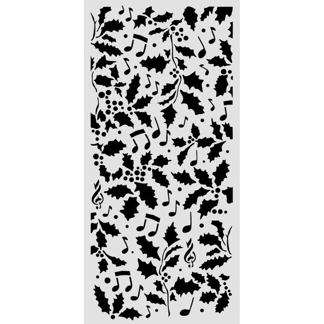 Pochoir découpé au laser pour loisirs créatifs 12X25 cm - Houx et feuilles de Noël