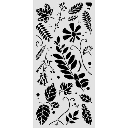 Pochoir découpé au laser pour loisirs créatifs, cm 12X25 - Flowers and Poems, feuilles variées