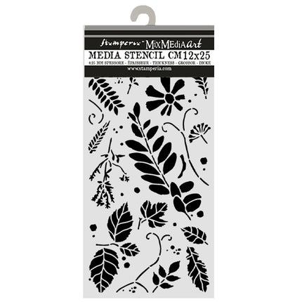 Pochoir découpé au laser pour loisirs créatifs, cm 12X25 - Flowers and Poems, feuilles variées