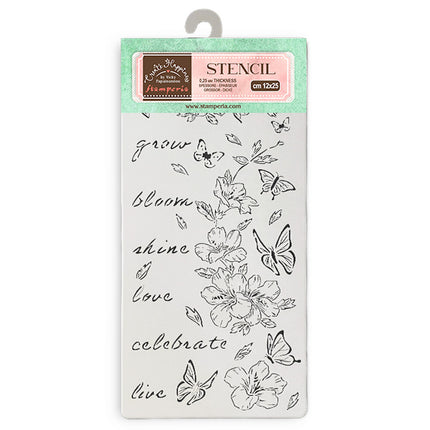 Pochoir épais 12X25 cm - Create Happiness Secret Diary fleurs et papillon