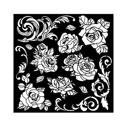 Pochoir épais 18X18 cm - motif de roses Shabby Rose