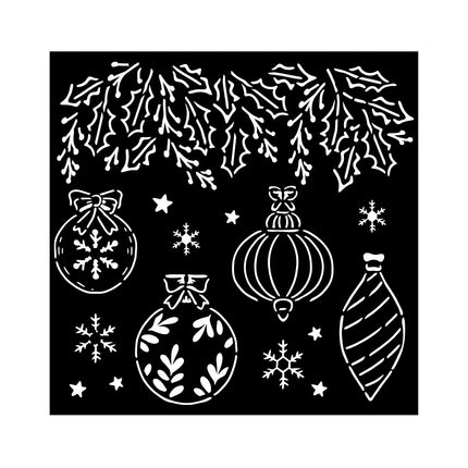 Pochoir épais cm 18X18 - Casse-Noisette, boules de Noël