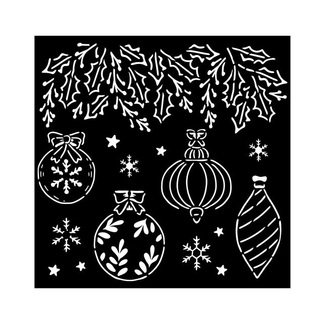 Pochoir épais cm 18X18 - Casse-Noisette, boules de Noël