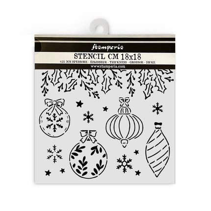 Pochoir épais cm 18X18 - Casse-Noisette, boules de Noël