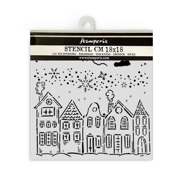 Pochoir épais cm 18X18 - Maisons de Noël classiques