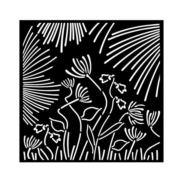 Pochoir épais 18X18 cm - Fleurs abstraites de la forêt