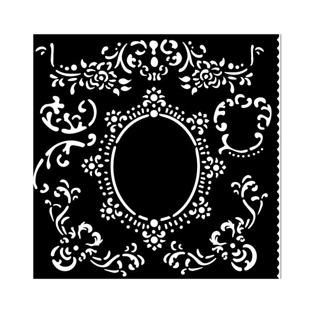 Pochoir épais 18X18 cm - bordure avec cadre House of Roses