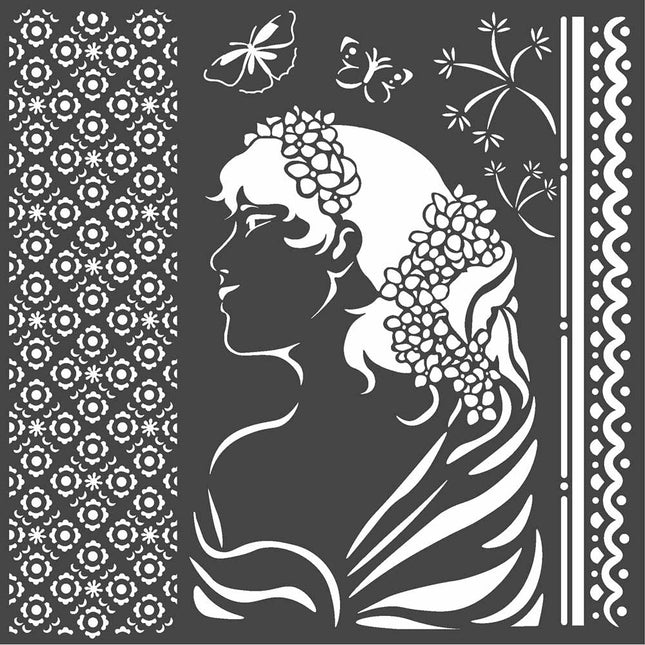 Pochoir épais cm. 18X18 Femme de profil