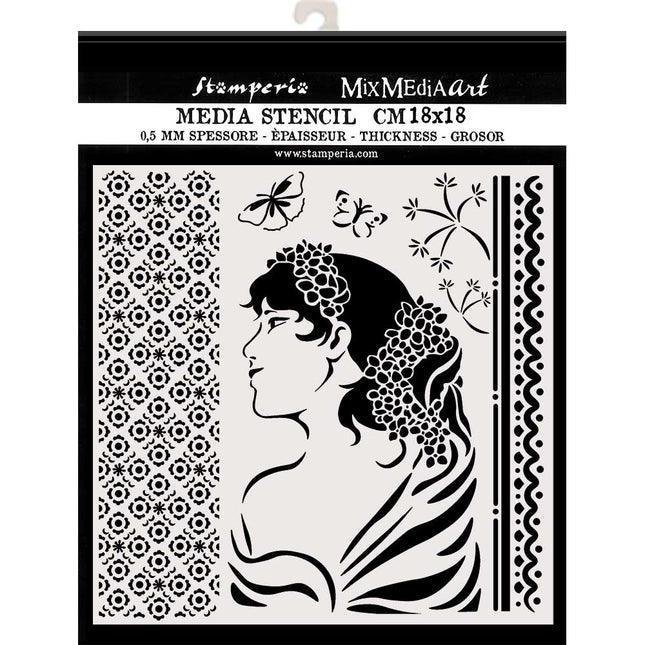 Pochoir épais cm. 18X18 Femme de profil