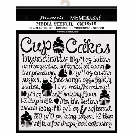 Pochoir épais cm. 18X18 Cupcake