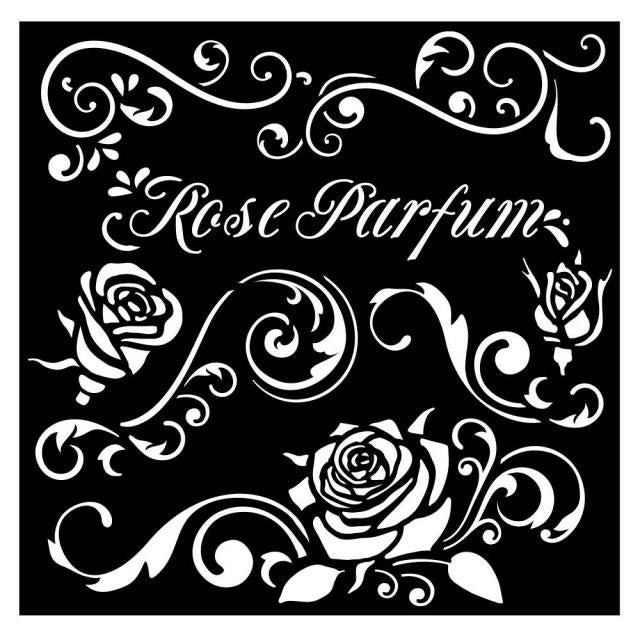 Pochoir épais 18X18 cm - Rose Parfum Bordures