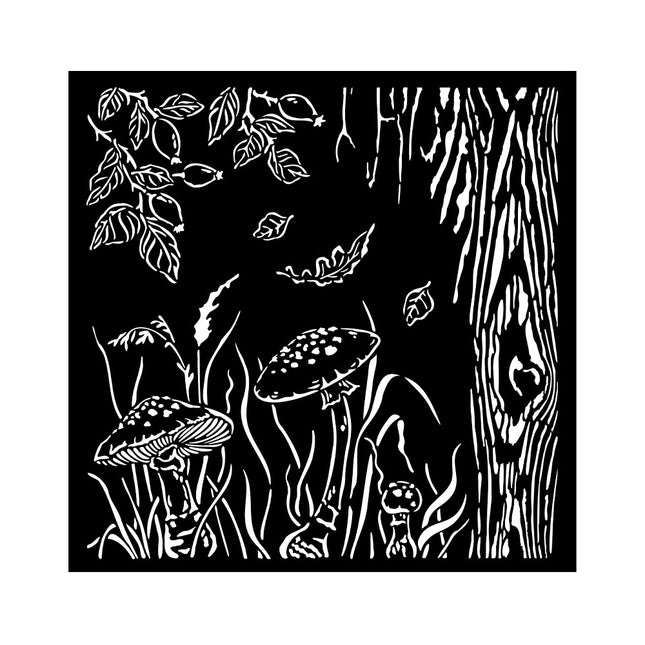 Pochoir épais 18x18 cm - Champignons Woodland