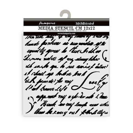 Pochoir épais 12X12 cm - Masquerade, écriture manuscrite