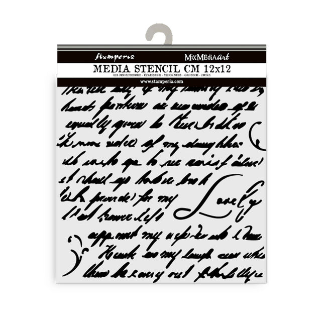 Pochoir épais 12X12 cm - Masquerade, écriture manuscrite