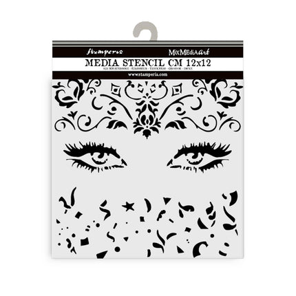 Pochoir épais 12X12 cm - Masquerade, yeux
