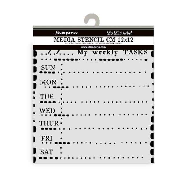 Pochoir épais 12X12 cm - Agenda hebdomadaire