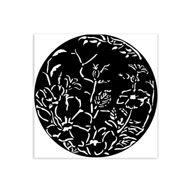 Pochoir épais 12X12 cm - Cadre rond avec des fleurs