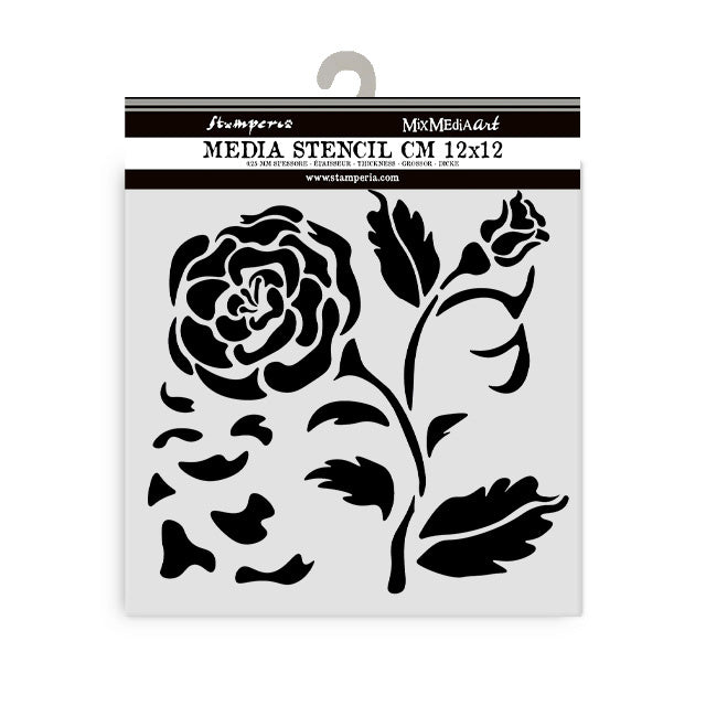 Pochoir épais 12X12 cm - grande rose House of Roses