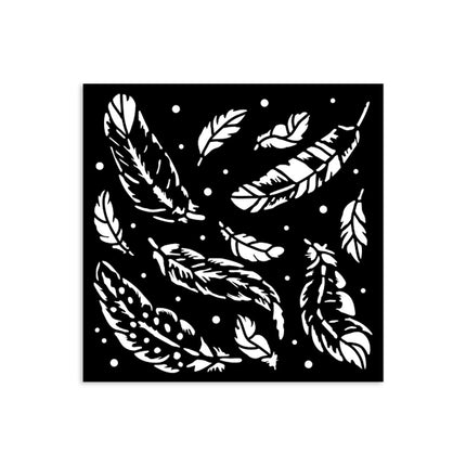 Pochoir épais cm 12X12 - Herbarium Silvae motif plume