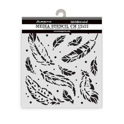 Pochoir épais cm 12X12 - Herbarium Silvae motif plume